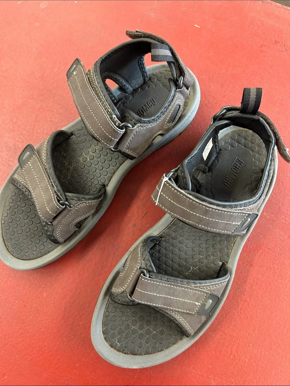 Khombu Men’s Brown Outdoor Velcro Strap Sandals